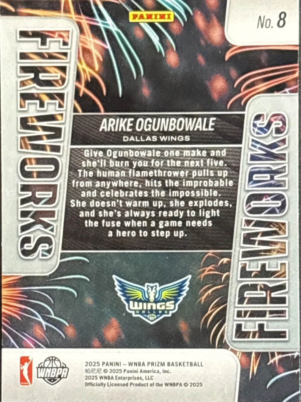 Panini Prizm Arike Ogunbowale Fireworks Insert
